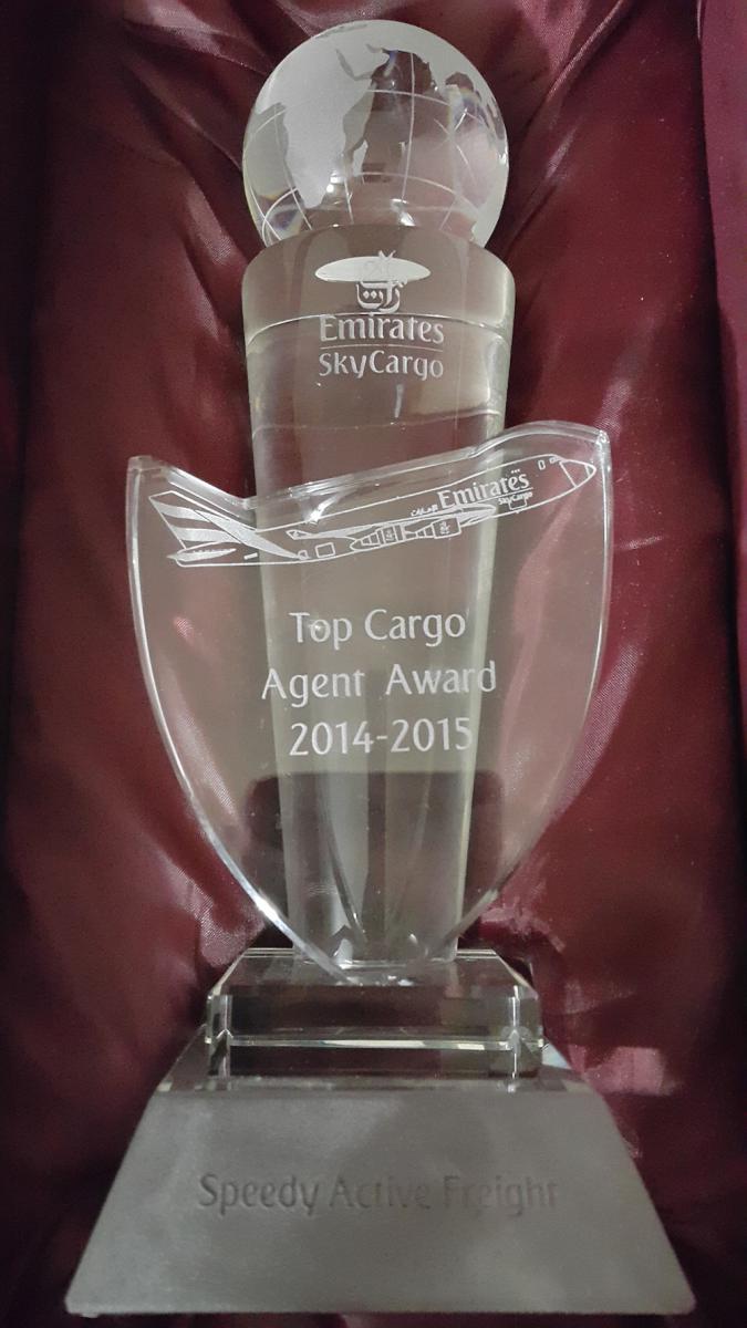 SPEEDY ACTIVE FREIGHT, Pakistan, awarded Top Cargo Agent 2014-2015 by Emirates SkyCargo