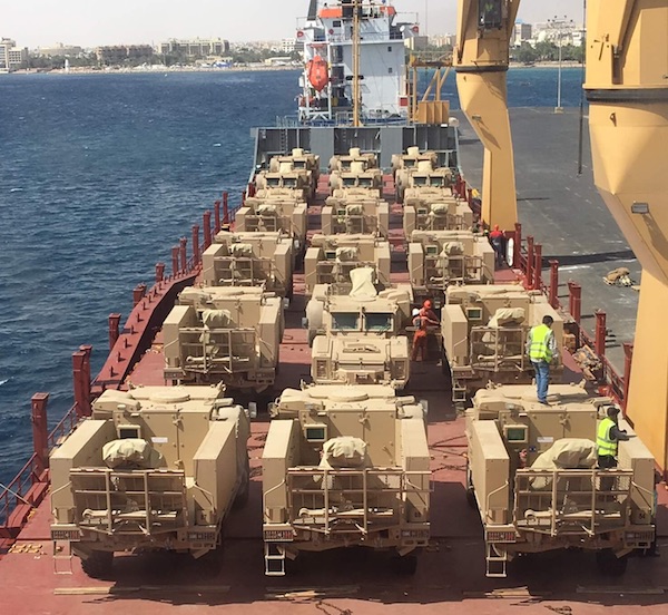 Military shipment coordinated by Golden Ways for Logistics (Jordan)