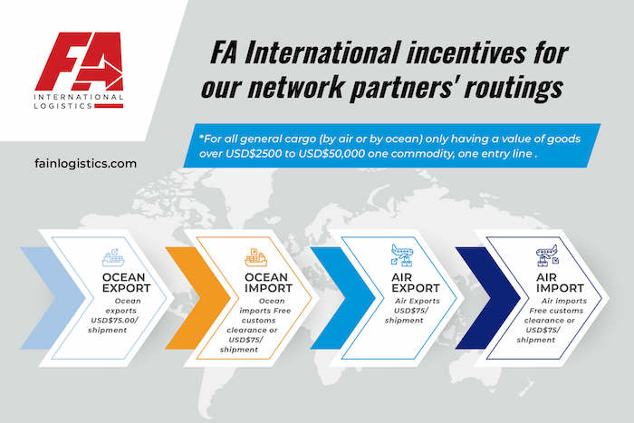 FA International Logistics (Canada) provides end-to-end supply chain solutions, offering incentives to their new partners