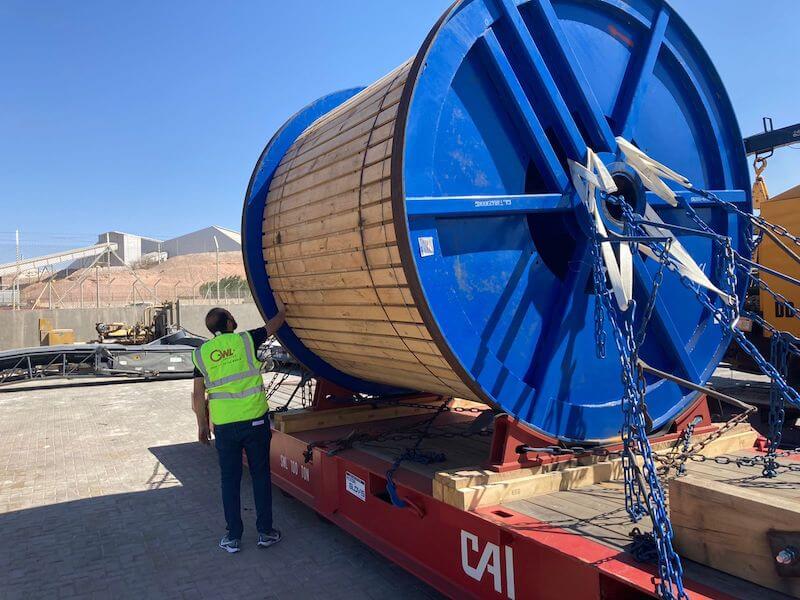 GWL (Jordan) moves 46 Tons bobine with steel for the Ajloun Cable Car